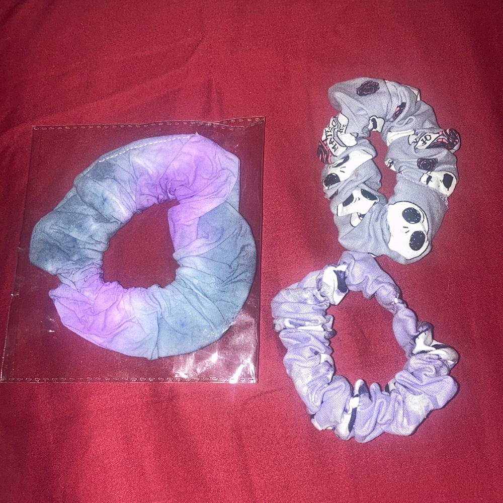 Nightmare Before Christmas Jack Skellington Scrunchies 2 & 1 Gray/Purple Tie Die